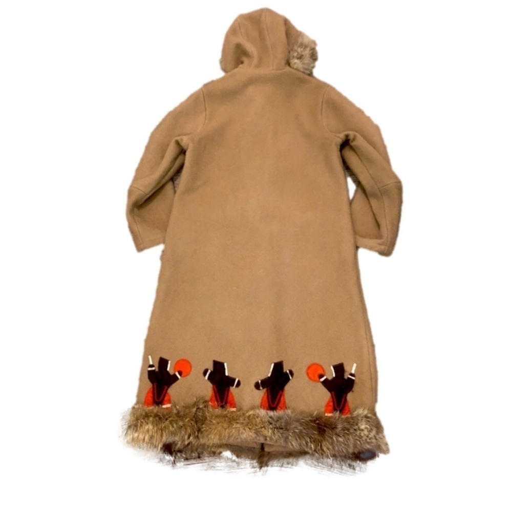 𝅺Vtg Inuvik Parka Enterprise Virgin Wool Fur Trim Beige Long Parka Sz 12 / M - Picture 2 of 15